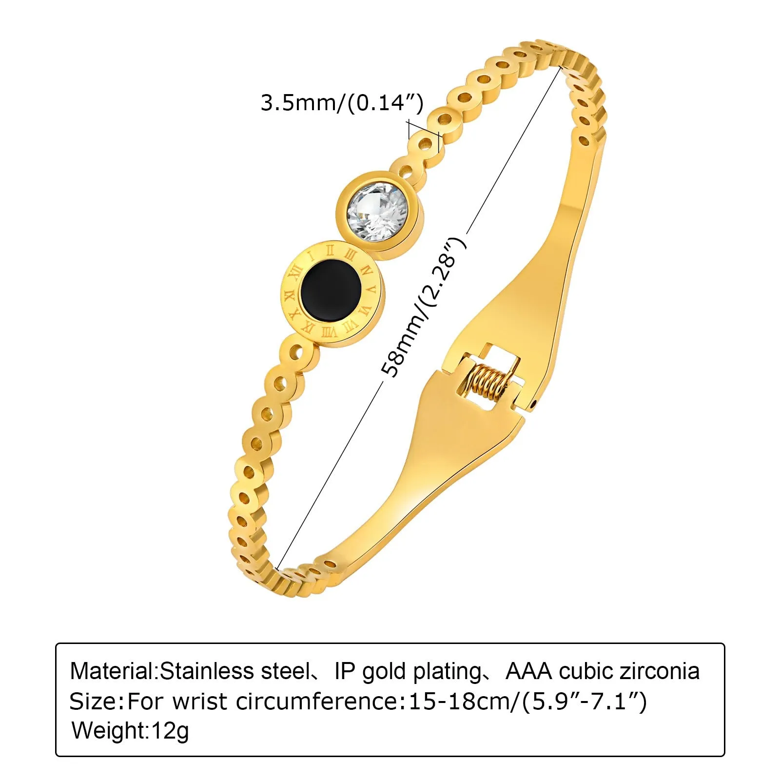 Jewelry CZ Stone Bracelet, Gold High Quality Stainless Steel Cubic Zirconia Bracelets