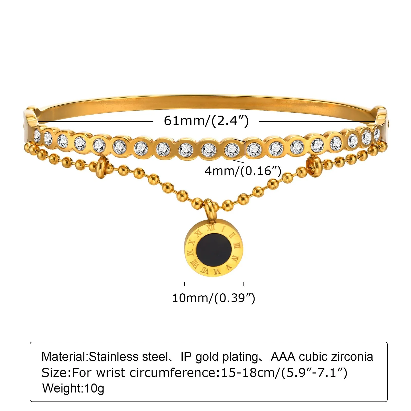 Jewelry CZ Stone Bracelet, Gold High Quality Stainless Steel Cubic Zirconia Bracelets