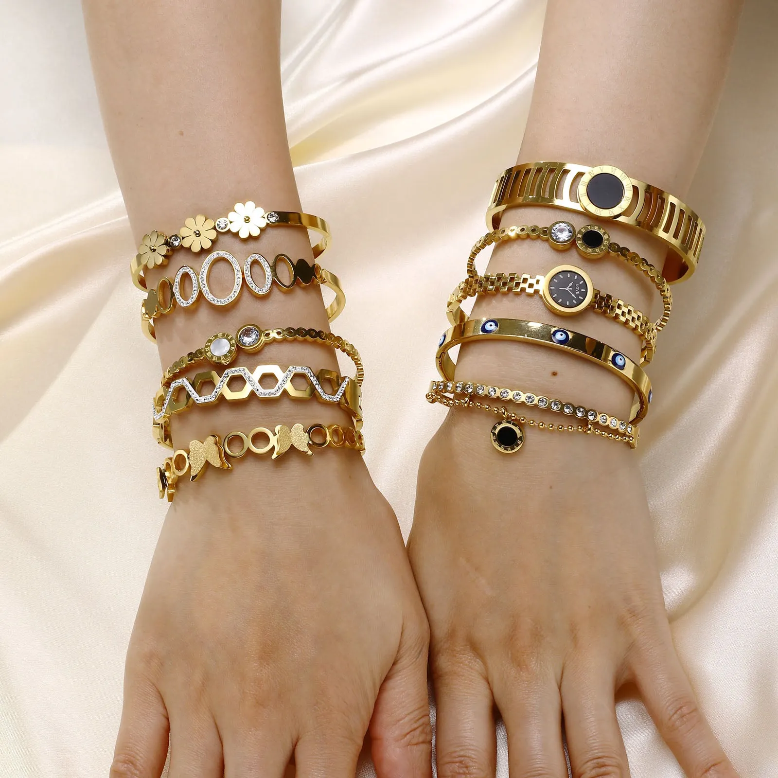 Jewelry CZ Stone Bracelet, Gold High Quality Stainless Steel Cubic Zirconia Bracelets