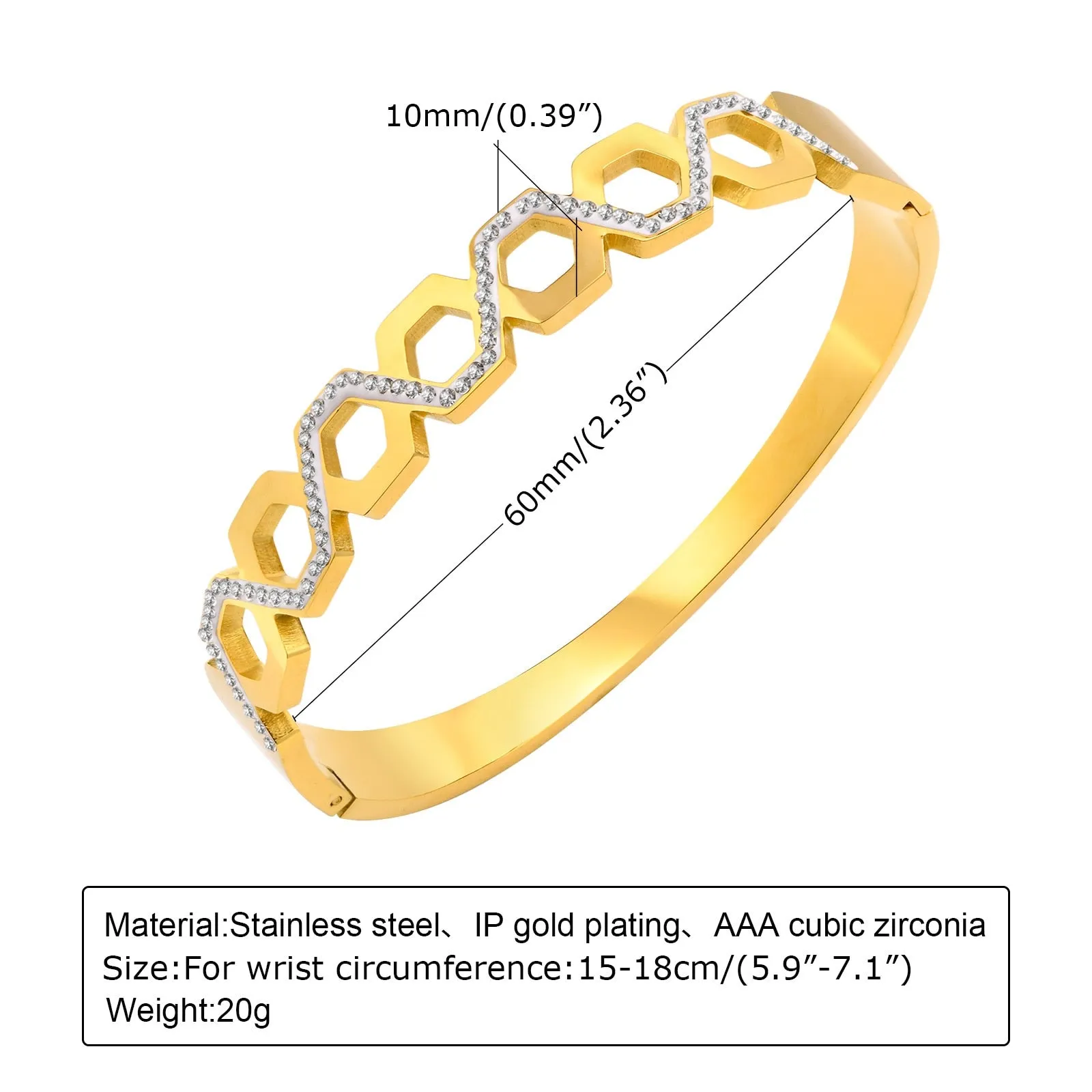 Jewelry CZ Stone Bracelet, Gold High Quality Stainless Steel Cubic Zirconia Bracelets