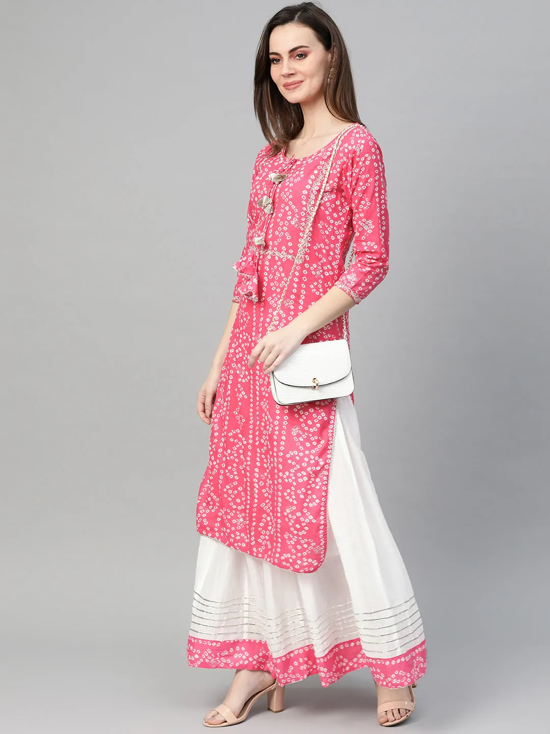 Kamal - Embellished Pink Kurta Skirt Set