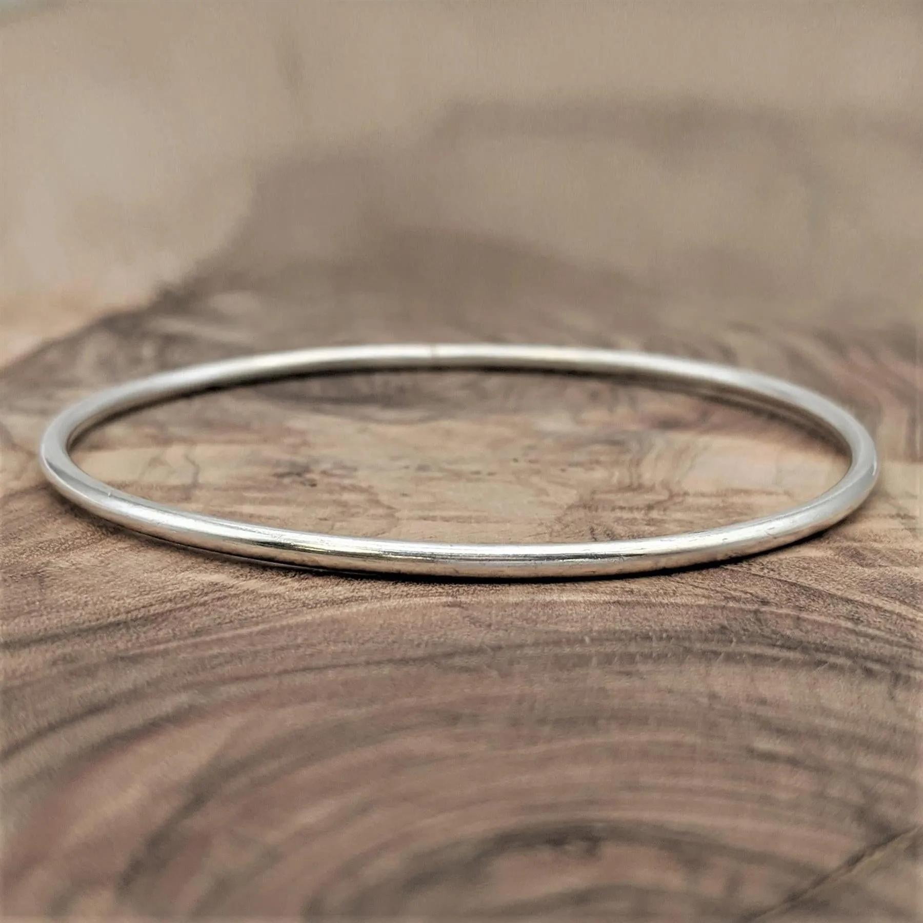 Karen Hill Tribe Silver Plain Thin Round Tube Stacking Bangle
