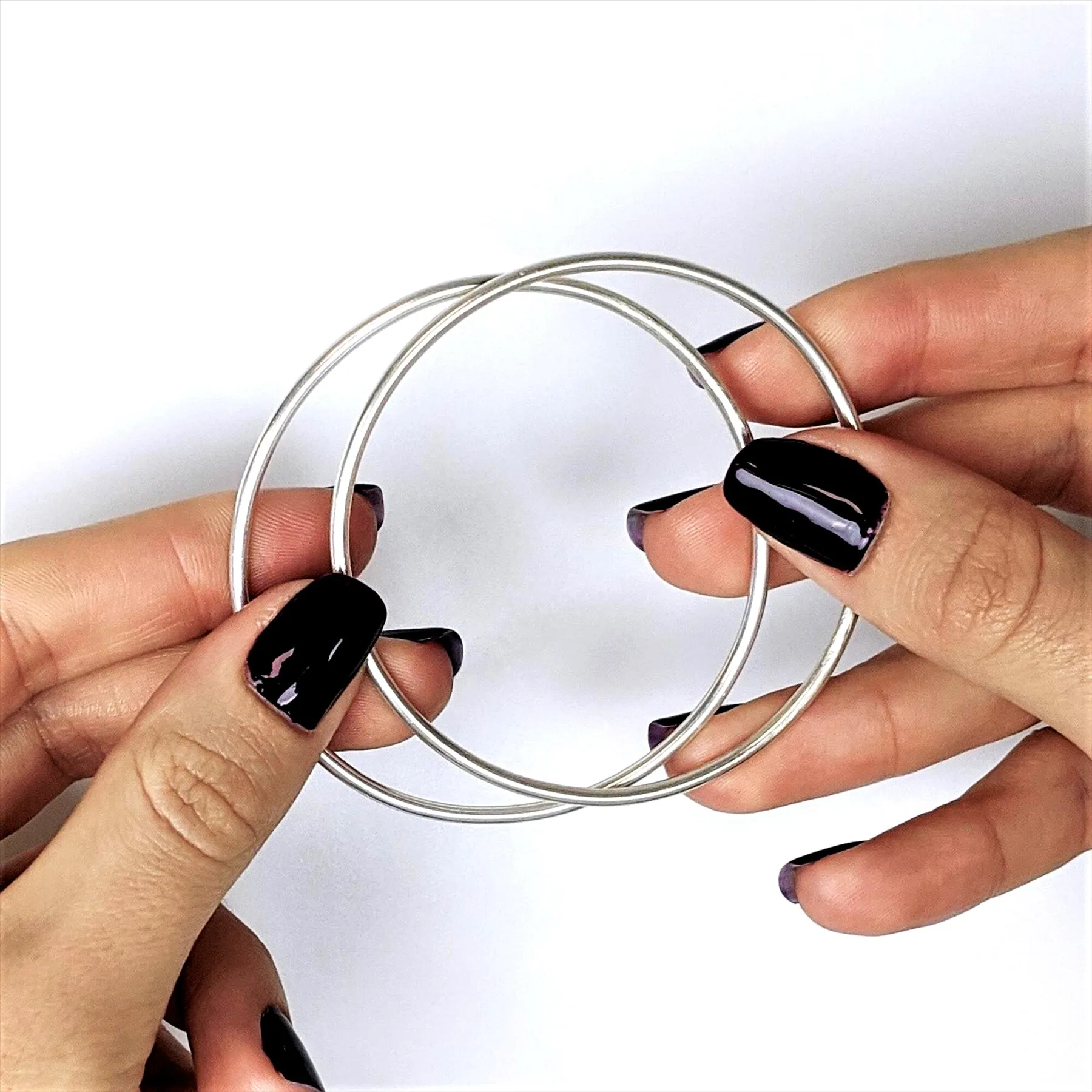Karen Hill Tribe Silver Plain Thin Round Tube Stacking Bangle