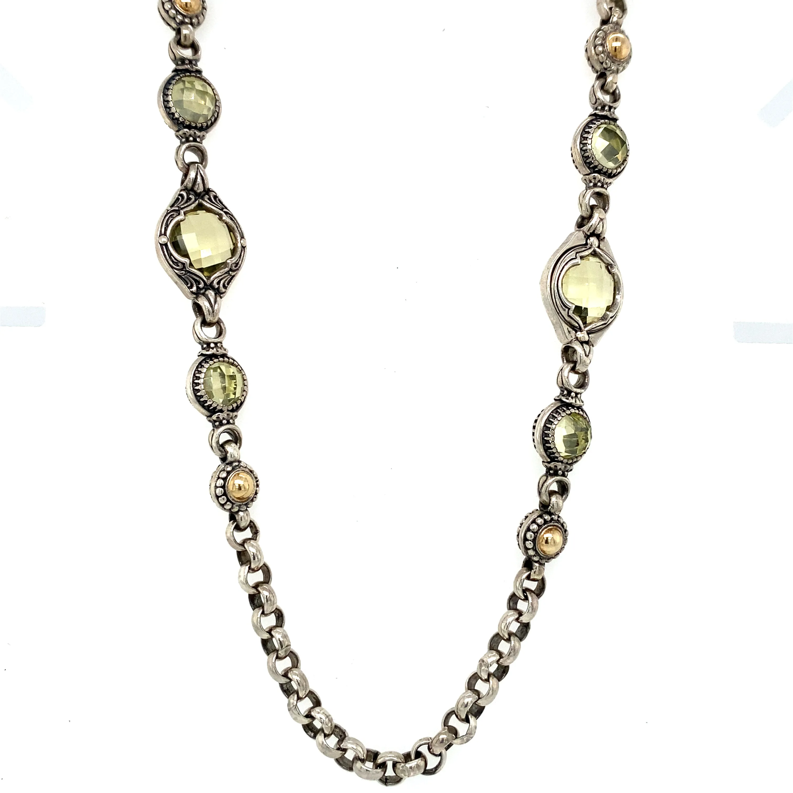 KONSTANTINO Multi-Gemstone Oval Pendant and Chain in Sterling Silver/18K Gold