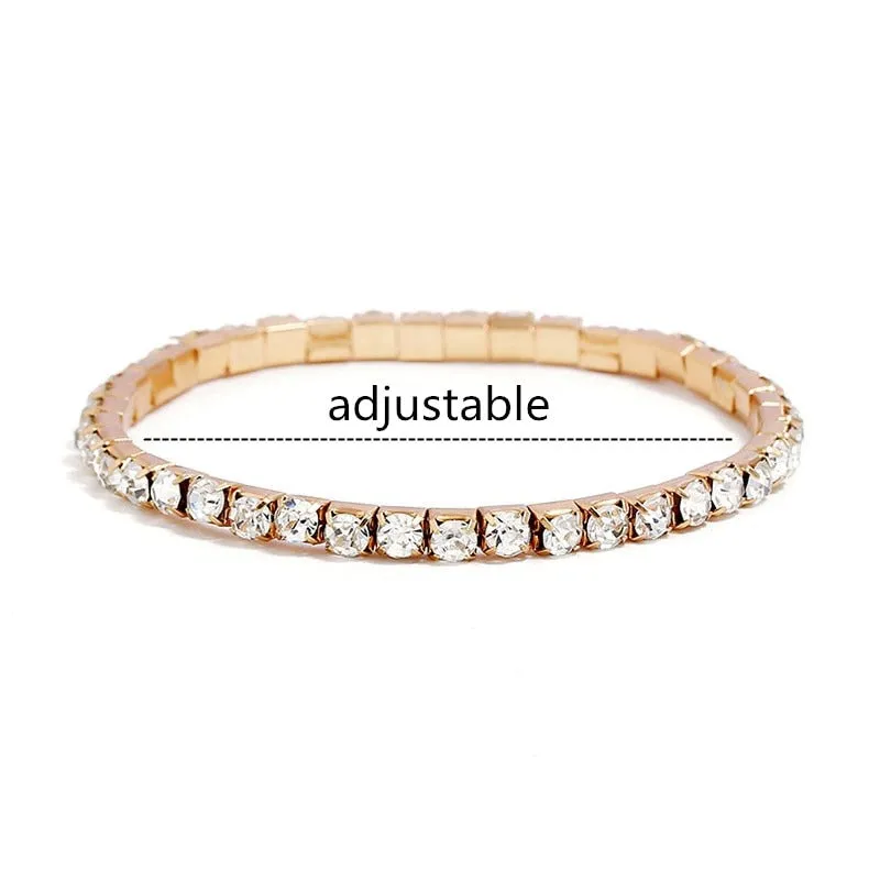 L003 CZ Crystal Bracelet Bangle Stretch Bling Single Row Rhinestones Bracelets For Women