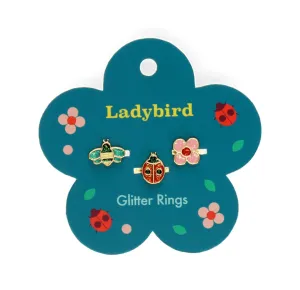 Lady Bug Glitter Rings (3 Piece)