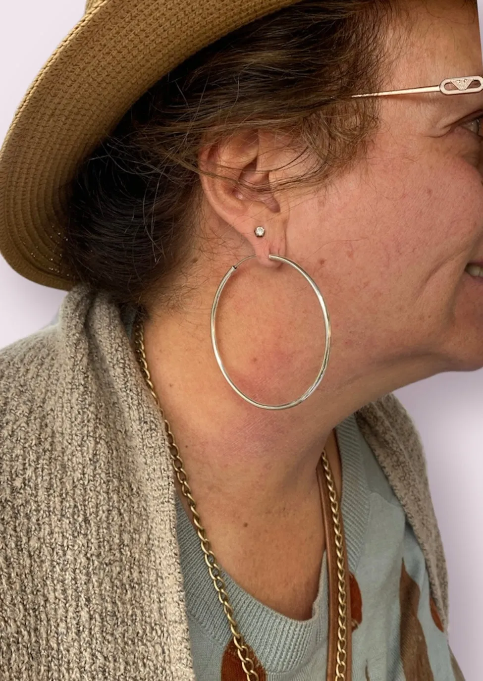 Large 70mm Sterling Silver Hoop Earrings