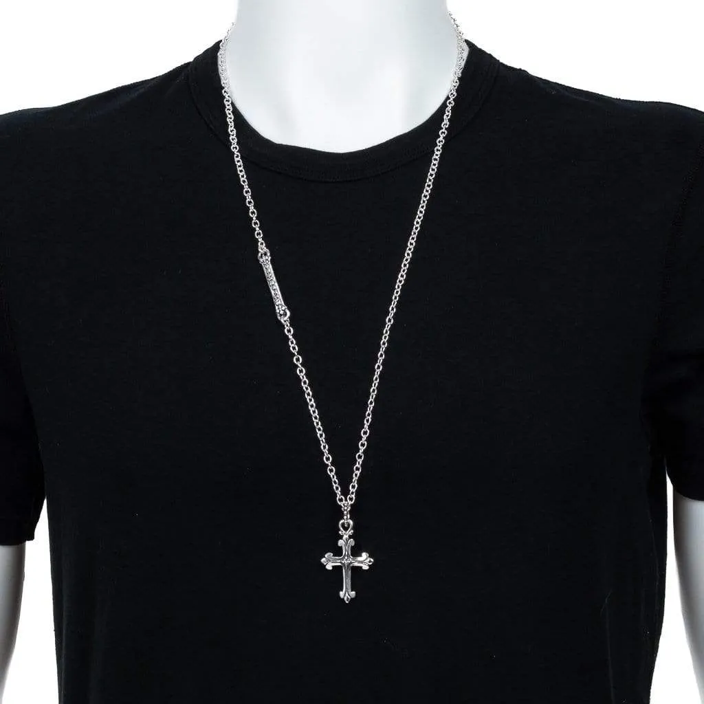 Large Ornate Cross Pendant In Sterling Silver, 42mm