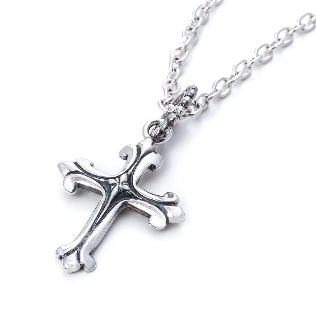Large Ornate Cross Pendant In Sterling Silver, 42mm