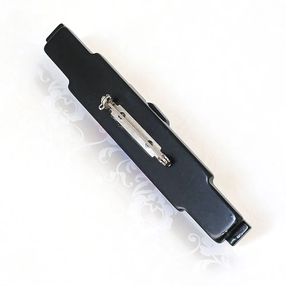 Long Pink and Blue Vintage Plastic Bar Brooch
