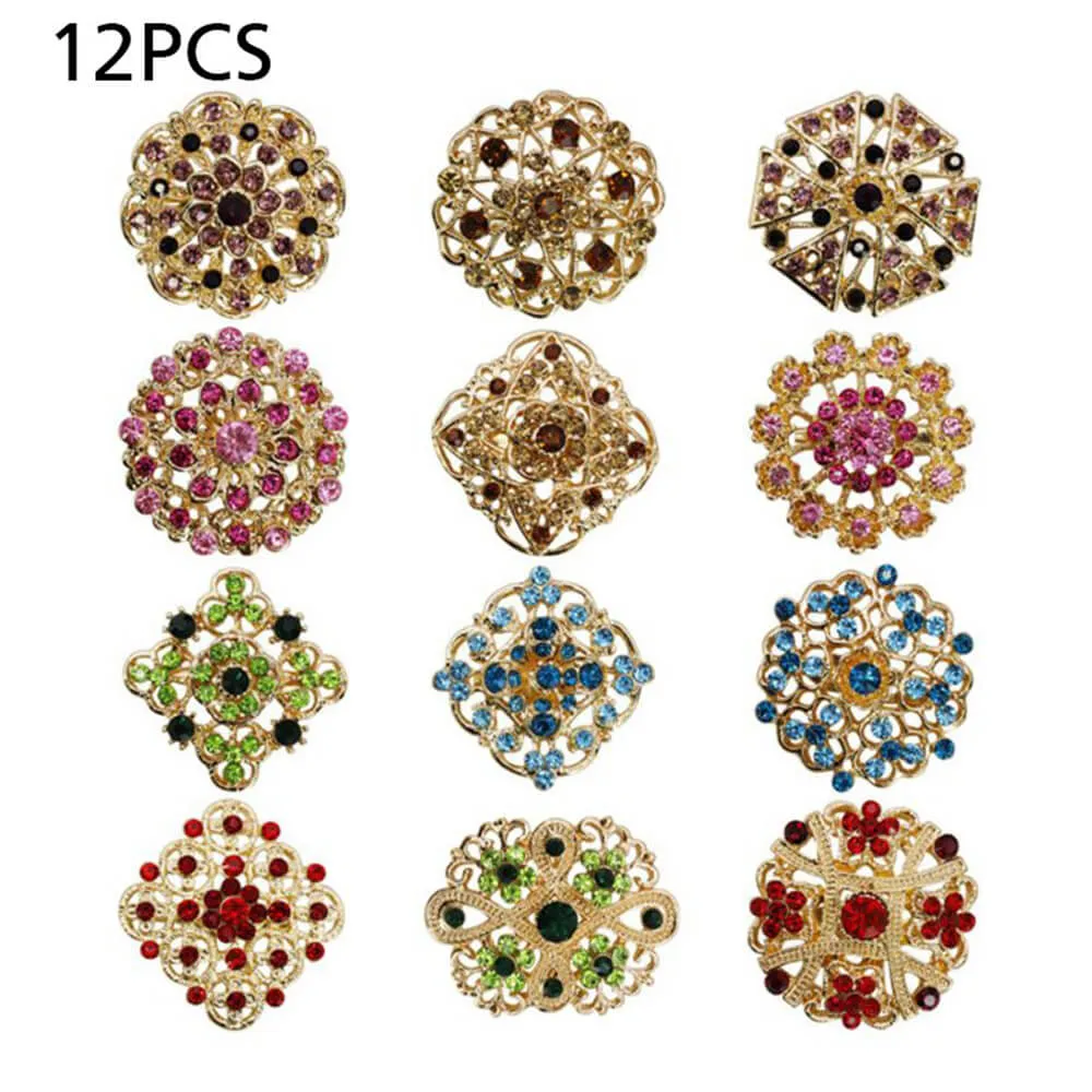 Lot Alloy Vintage Style Mixed Rhinestone Crystal Brooch