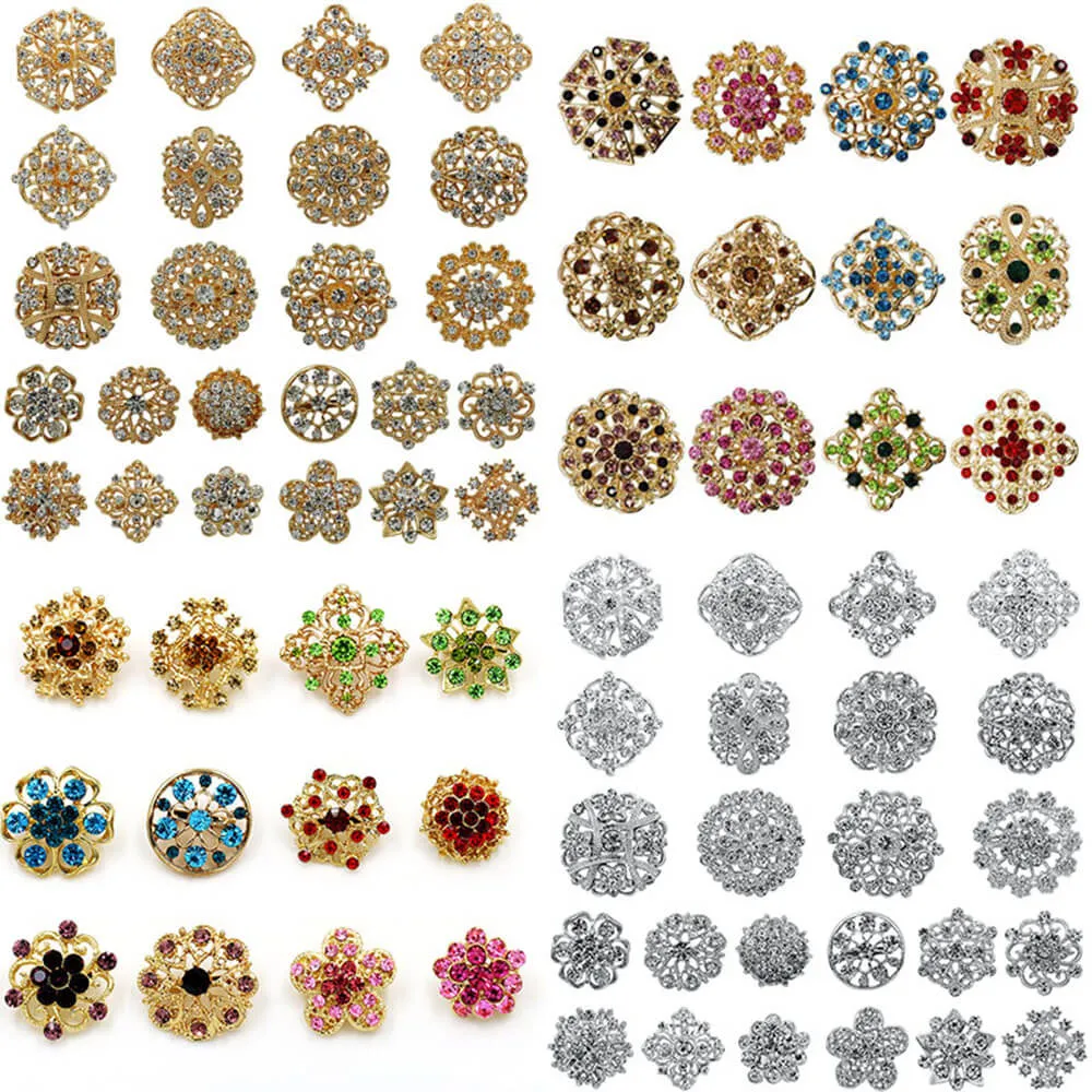 Lot Alloy Vintage Style Mixed Rhinestone Crystal Brooch