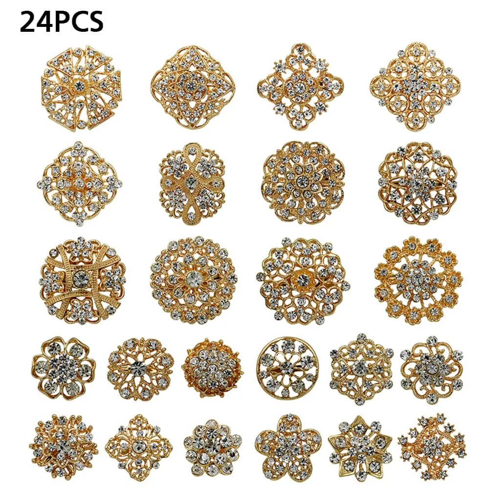 Lot Alloy Vintage Style Mixed Rhinestone Crystal Brooch