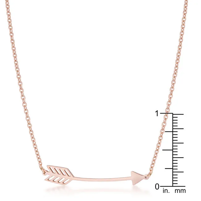 LOVCIA Sleek Rose Gold Arrow Charm Necklace