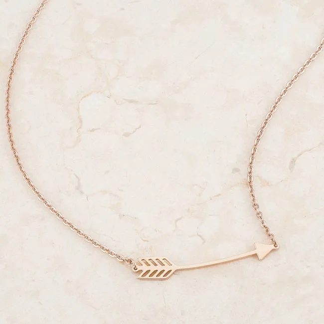 LOVCIA Sleek Rose Gold Arrow Charm Necklace