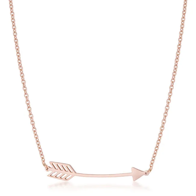 LOVCIA Sleek Rose Gold Arrow Charm Necklace