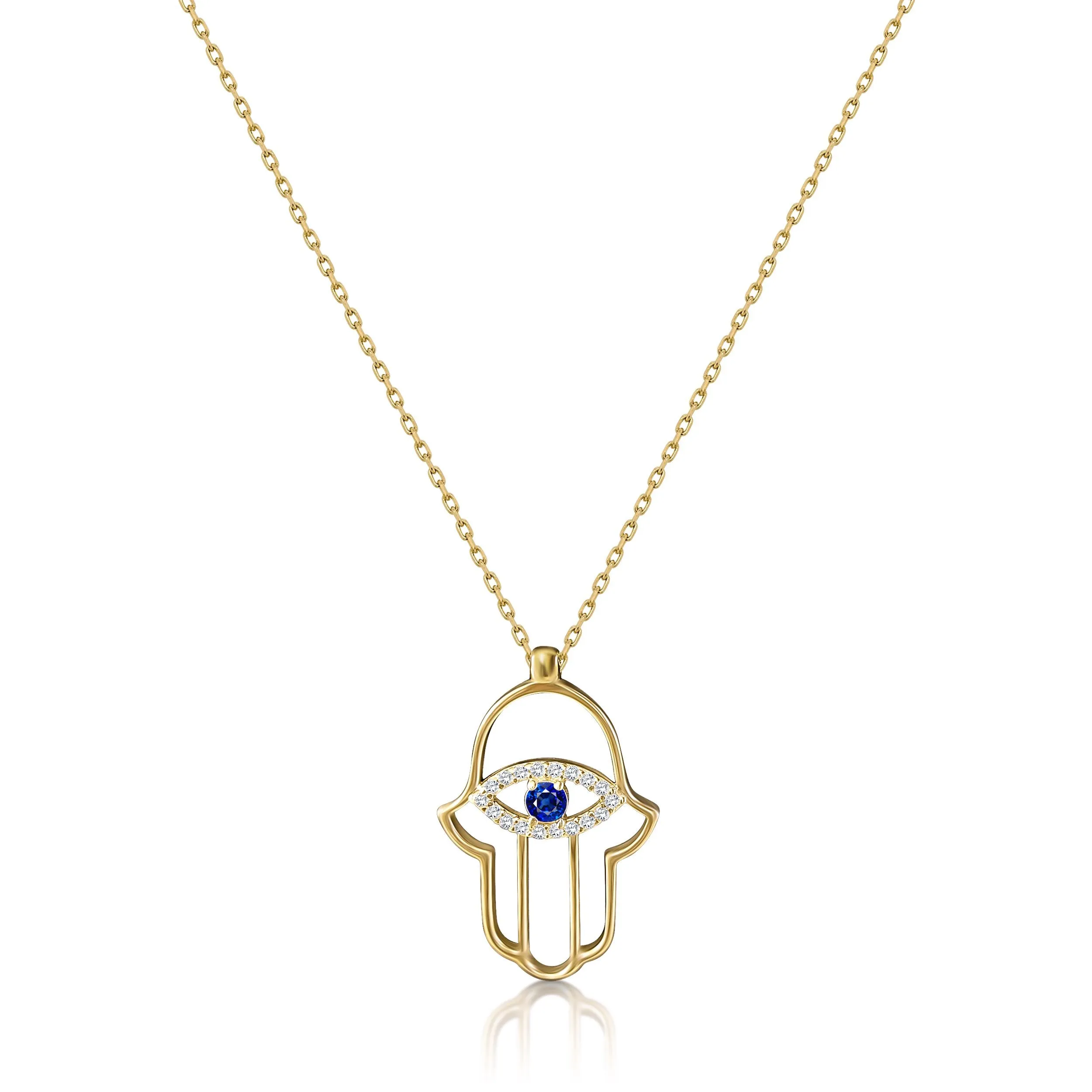 Lucky Hamsa and Gemstone Necklace