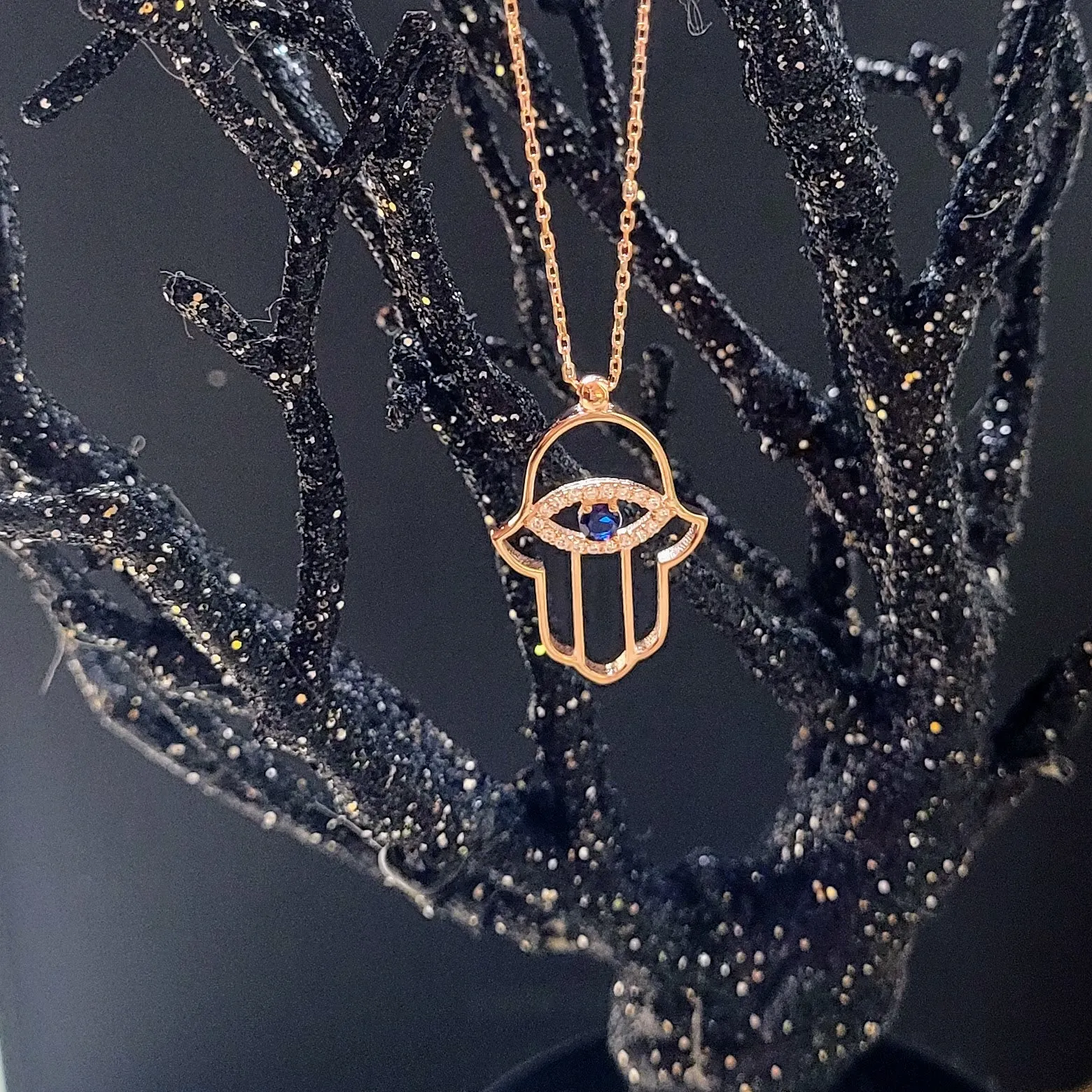 Lucky Hamsa and Gemstone Necklace