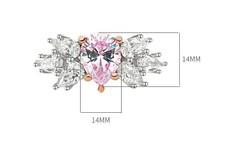 Luxury Pink Diamond Water Drop Design Ring Set with High Quality AAAAA High Carbon Diamonds Fine Jewellery