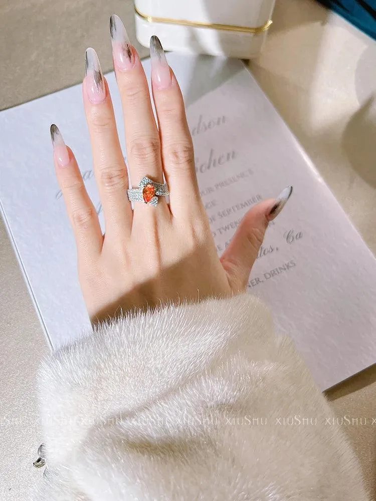 Luxury Water Drop Ring Set , High Quality AAAAA High Carbon Diamonds, Unique and Versatile Party  Engagement Jewellery