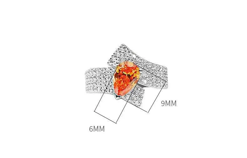 Luxury Water Drop Ring Set , High Quality AAAAA High Carbon Diamonds, Unique and Versatile Party  Engagement Jewellery