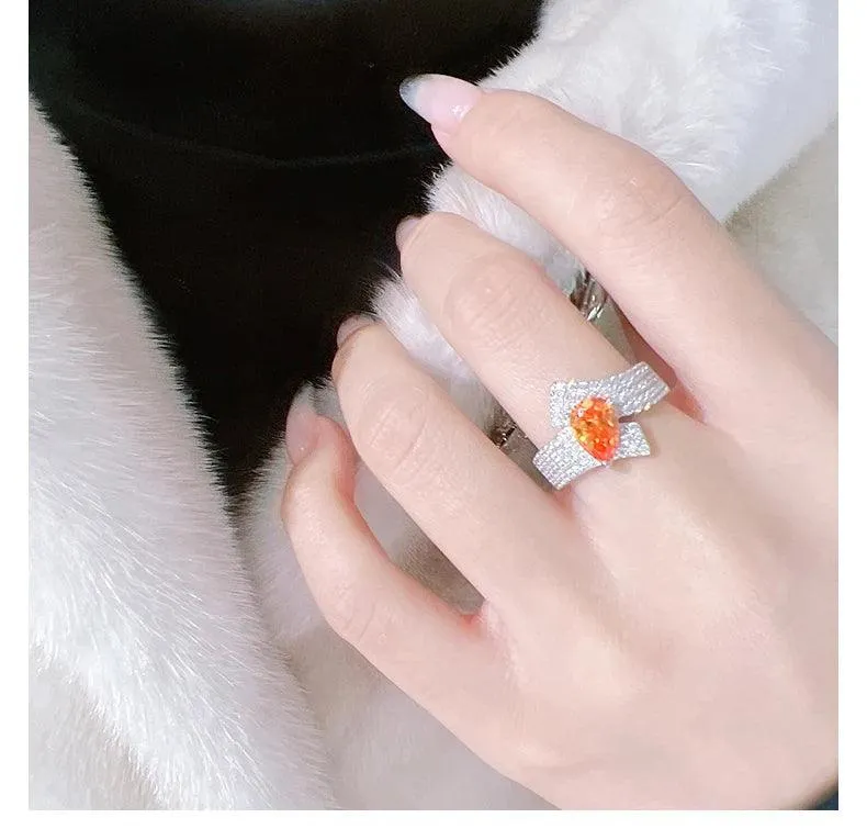 Luxury Water Drop Ring Set , High Quality AAAAA High Carbon Diamonds, Unique and Versatile Party  Engagement Jewellery