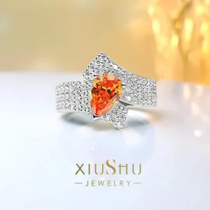 Luxury Water Drop Ring Set , High Quality AAAAA High Carbon Diamonds, Unique and Versatile Party  Engagement Jewellery