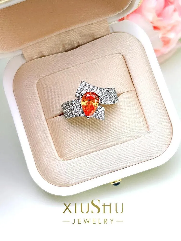 Luxury Water Drop Ring Set , High Quality AAAAA High Carbon Diamonds, Unique and Versatile Party  Engagement Jewellery