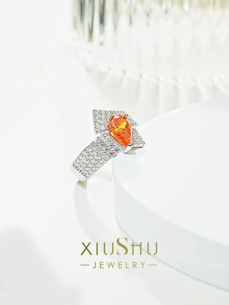 Luxury Water Drop Ring Set , High Quality AAAAA High Carbon Diamonds, Unique and Versatile Party  Engagement Jewellery