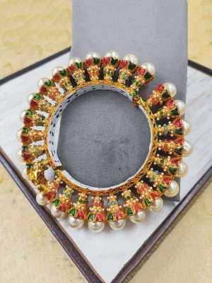 Mandodri Gold Plated Pearl Kada