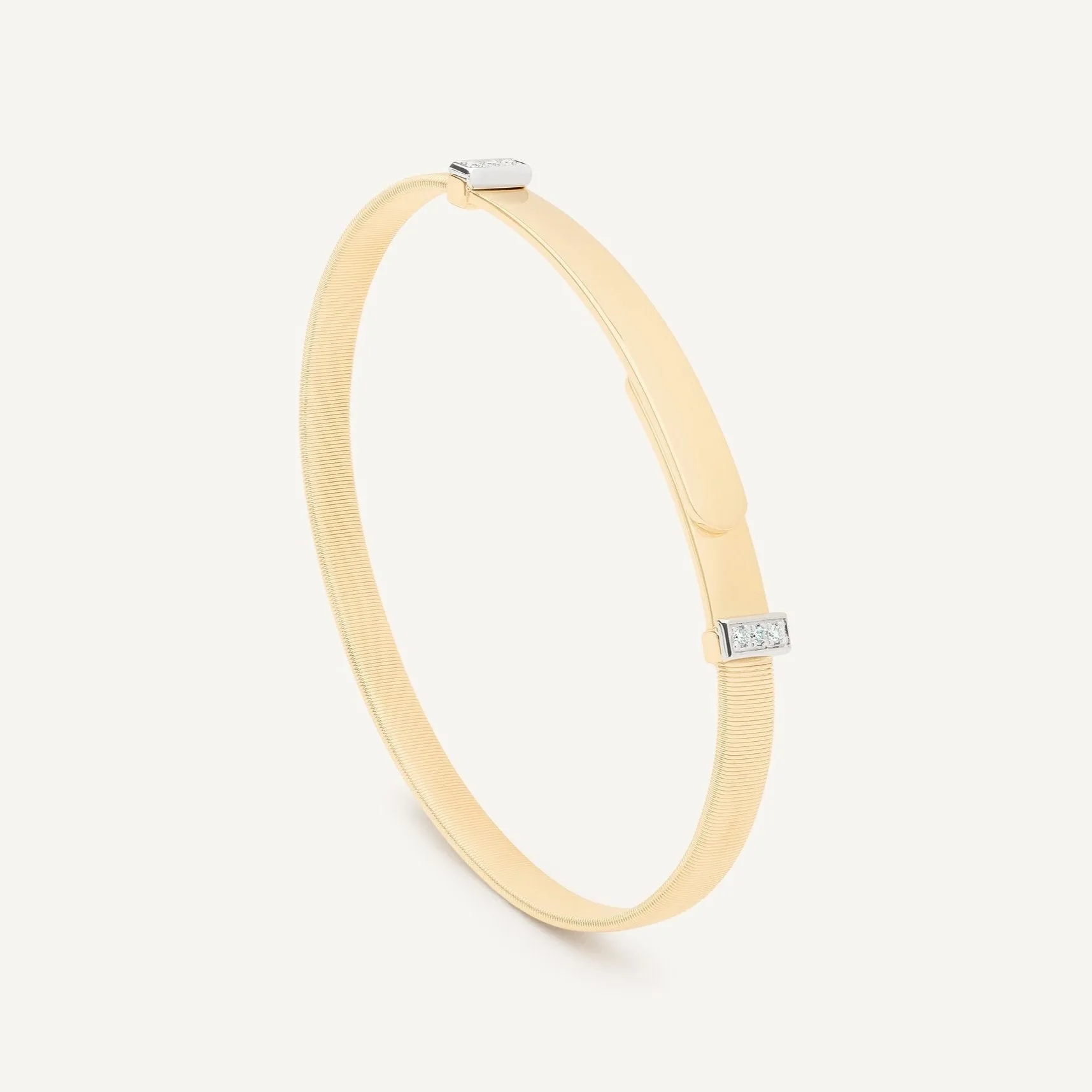 Marco Bicego 18K Yellow Gold Thin Bangle Bracelet With Diamond Pavés
