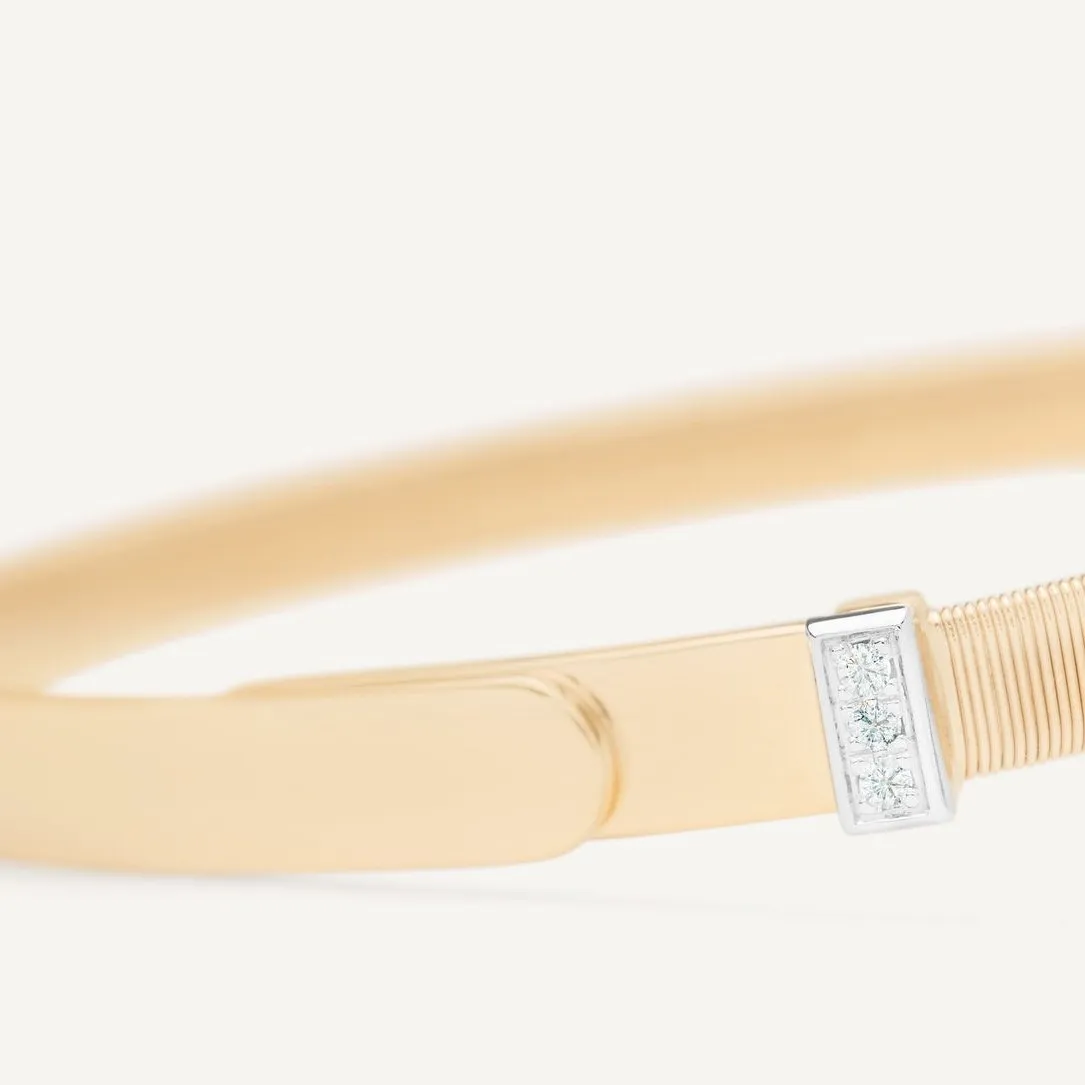 Marco Bicego 18K Yellow Gold Thin Bangle Bracelet With Diamond Pavés