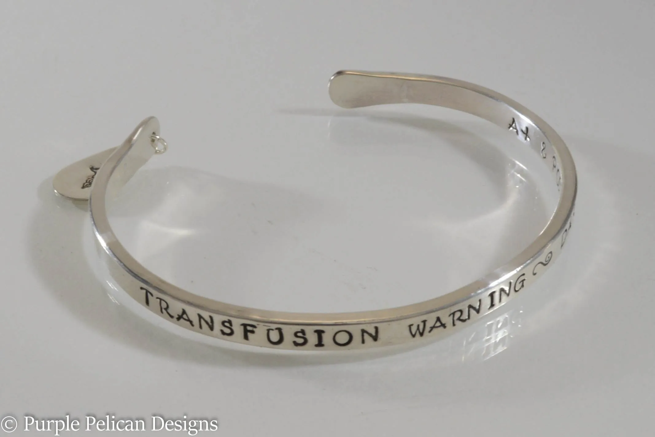 Medical Alert Revere Cuff Bracelet in Solid Sterling Silver or Gold