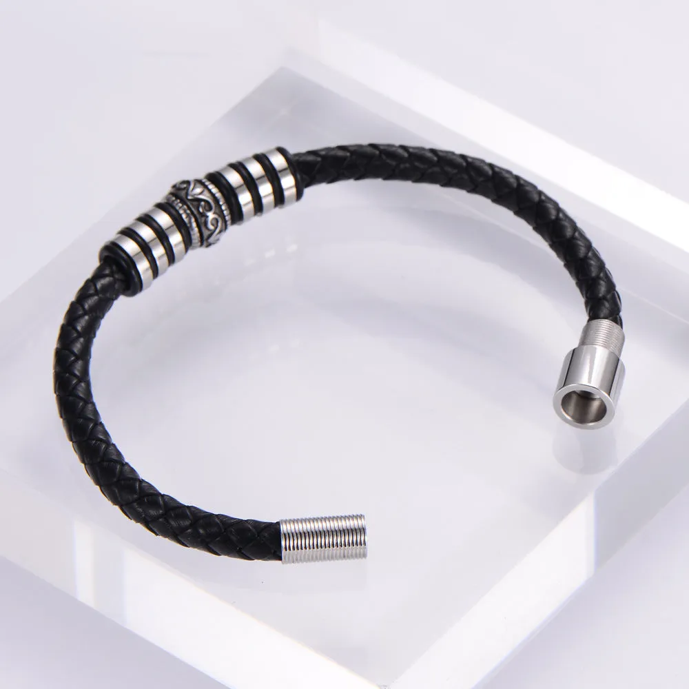 Men Minimalist Metal Leather Leather Bangles