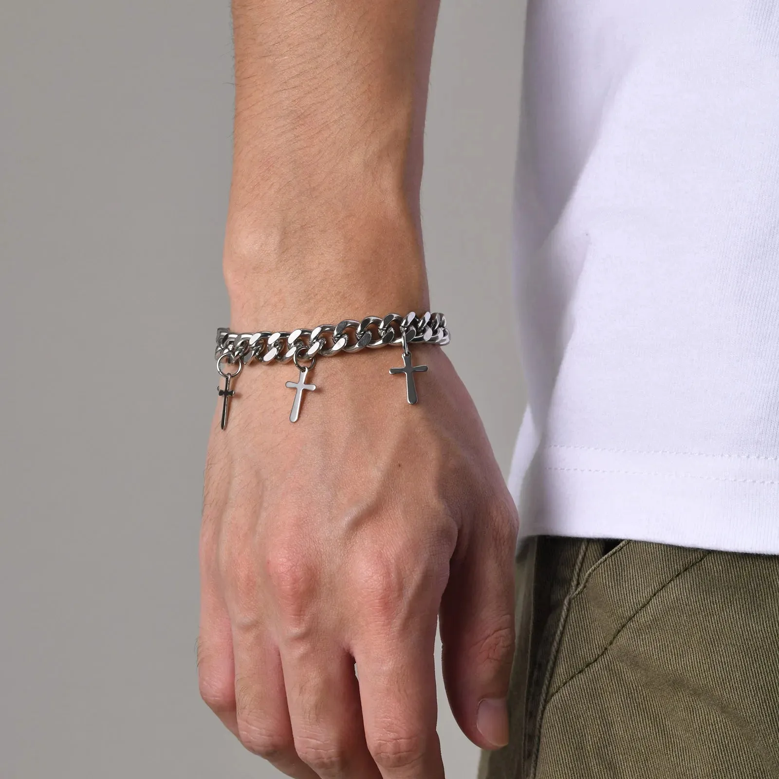 Mens 9MM Cuban Chain Bracelets, Waterproof Stainless Steel Link Chain Wristband