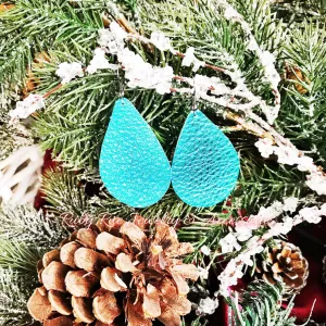 Metallic Blue Leather Earrings
