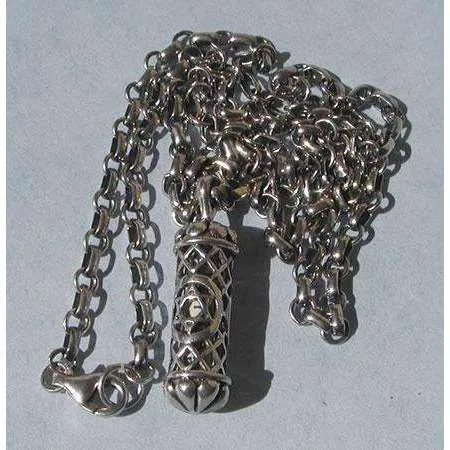 Michael Bromberg Men’s Mezuzah Pendant Necklace in Sterling Silver