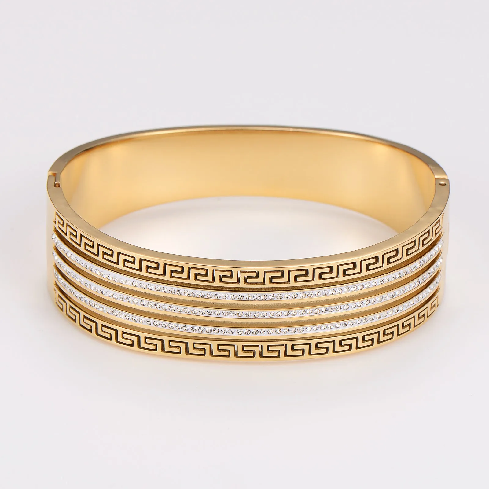 Minimalist Checkered Square Stainless Steel Electroplating Bangles