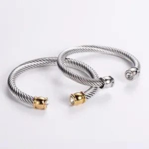 Minimalist Circle Stainless Steel Zircon Inlay Bangles