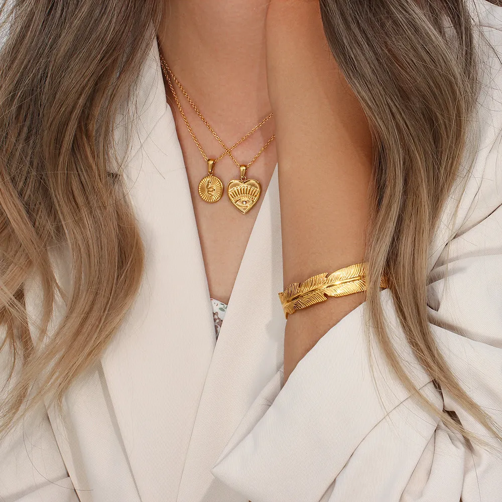 Minimalist Leaf Stainless Steel 18K Gold Plated Bangles