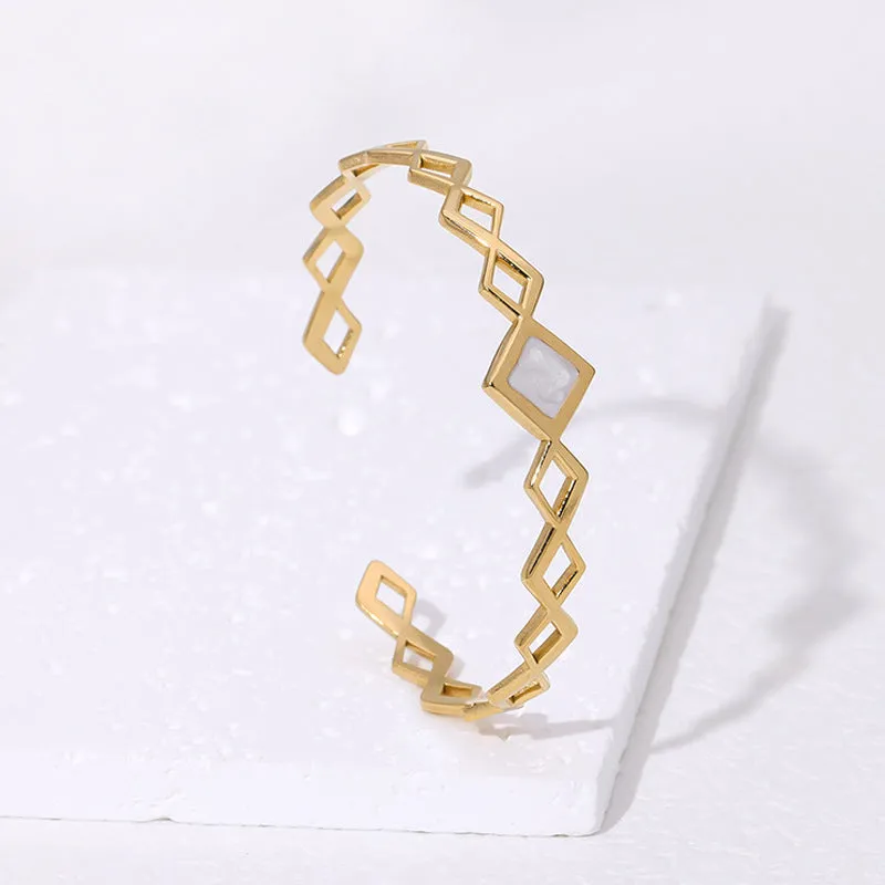Minimalist Quadrilateral Stainless Steel Electroplating Bangles