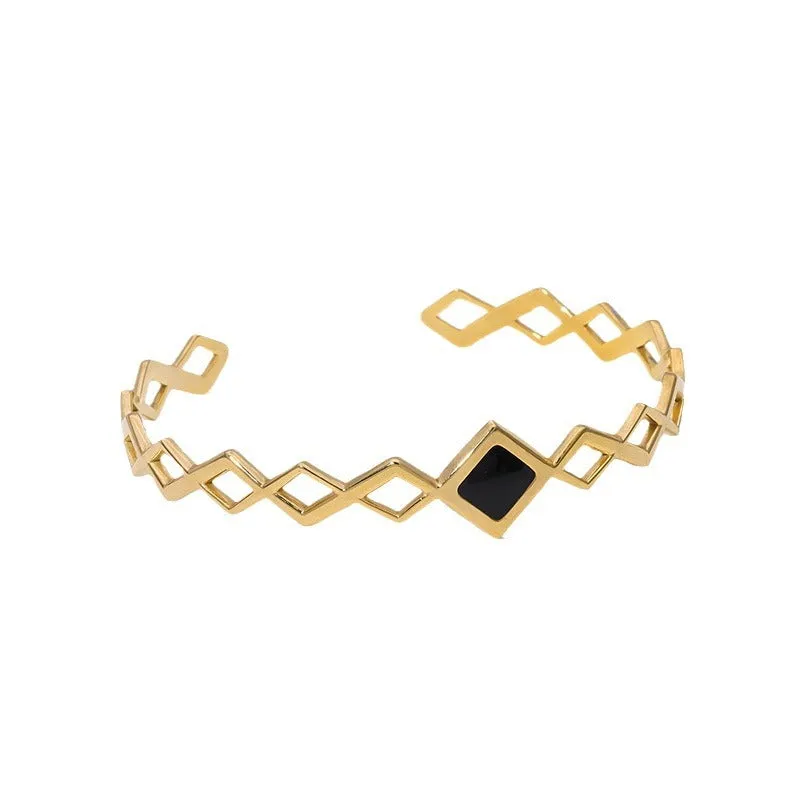 Minimalist Quadrilateral Stainless Steel Electroplating Bangles