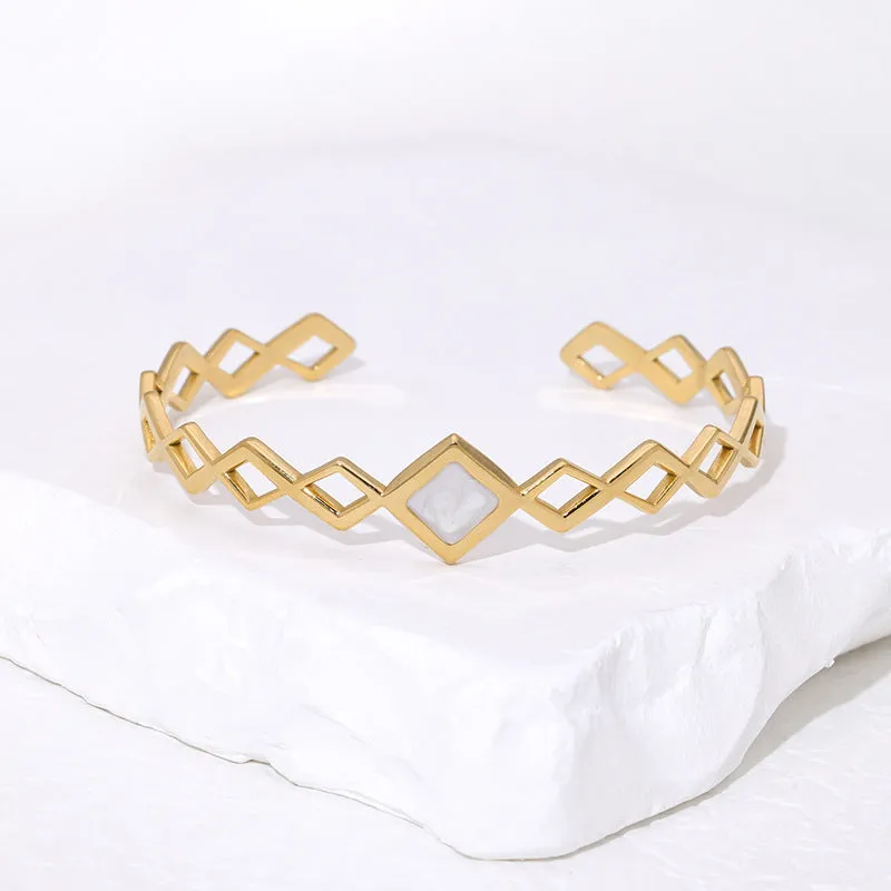 Minimalist Quadrilateral Stainless Steel Electroplating Bangles