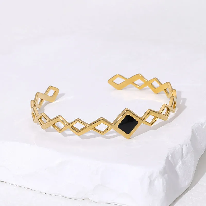 Minimalist Quadrilateral Stainless Steel Electroplating Bangles
