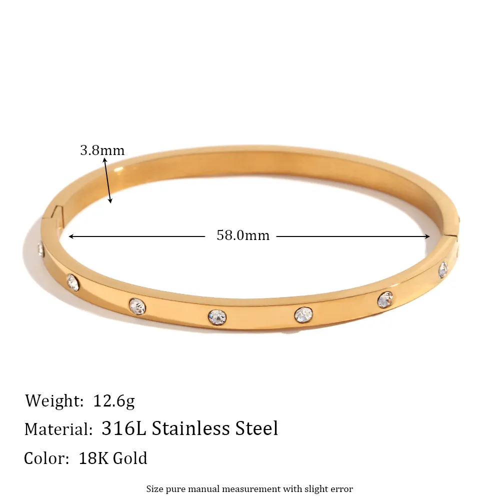 Minimalist Round Circle Stainless Steel 18K Gold Plated Bangles