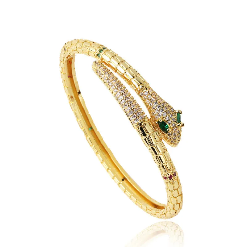 Minimalist Snake Snake Zircon Electroplating Bangles