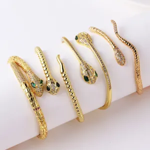 Minimalist Snake Snake Zircon Electroplating Bangles