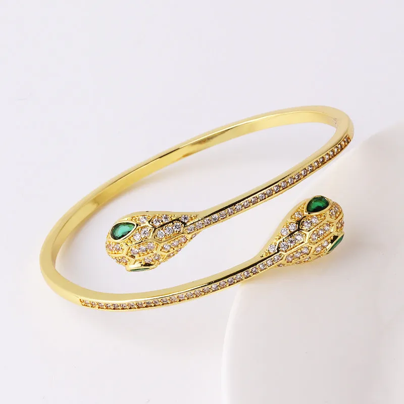 Minimalist Snake Snake Zircon Electroplating Bangles