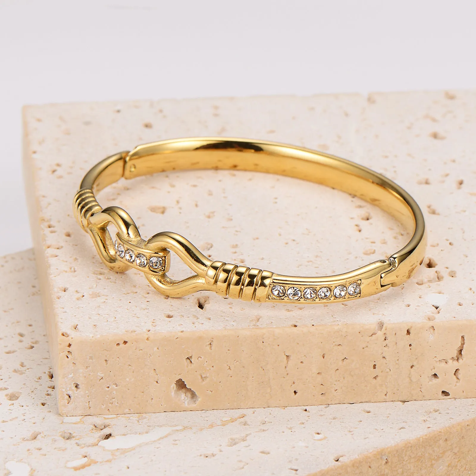 Minimalist Stripe Circle Round Stainless Steel Electroplating Bangles