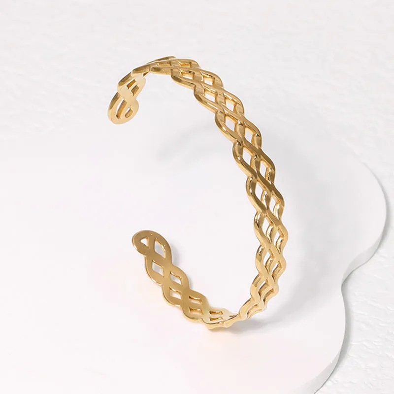 Minimalist Stripe Quadrilateral Stainless Steel Electroplating Bangles